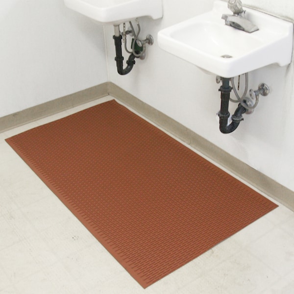 Rubber-Cal "Safe-Grip" Slip-Resistant Traction Mats - 1/4 in x 34 in x 8 ft - Red Rubber Runner - 03-161