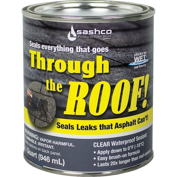 Through The Roof Sashco Cement and Patching Sealant, Clear, Liquid, 1 qt, Container - 14023