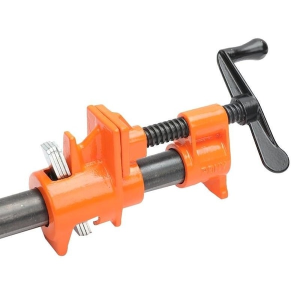 Pony Pipe Clamp Fixture, Clamping Range: 3/4 in, Crank Handle, Steel, Black/Orange - 50