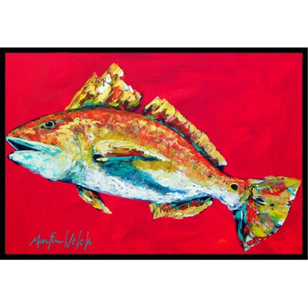 Carolines Treasures 18 x 27 in. Fish-Red Fish Woo Hoo Indoor and Outdoor Doormat - MW1103MAT