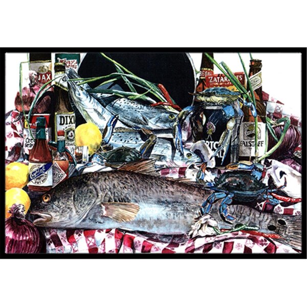 Carolines Treasures Fish and Beers from New Orleans Indoor or Outdoor Mat 24 x 36 - 1001JMAT