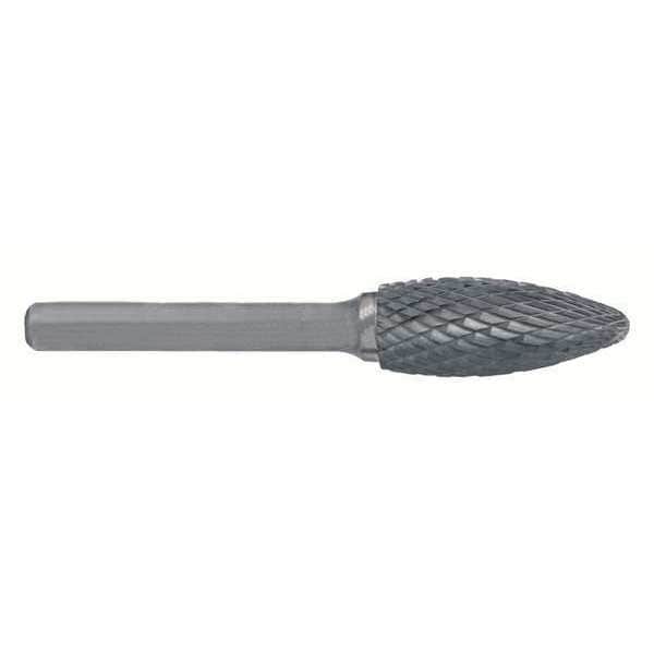 Cle-Line 3.00mmx3mm Solid Carbide Shank Double Cut Carbide SH-53 Cle-Line 1854 Flame Shaped Bur - C17529