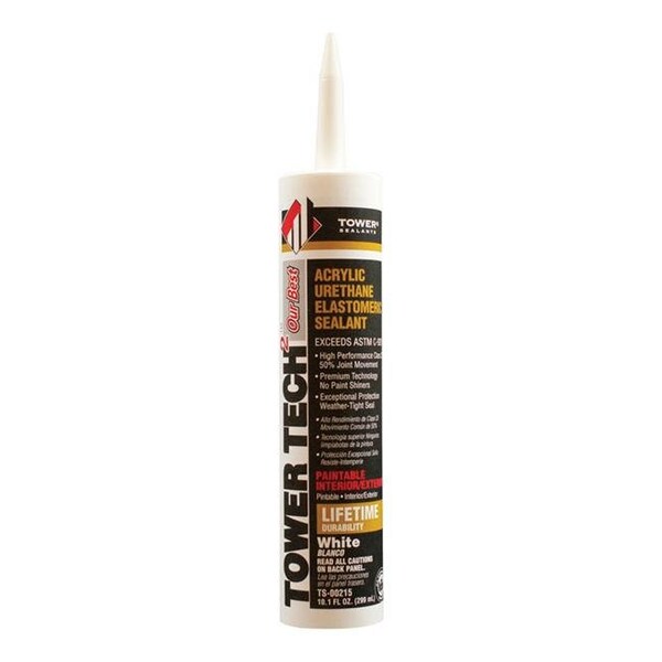 Tower Sealants Tower Sealants 1801026 Tower Tech 2 White Acrylic Urethane Sealant; 10.1 oz - Pack of 12 - 1801026