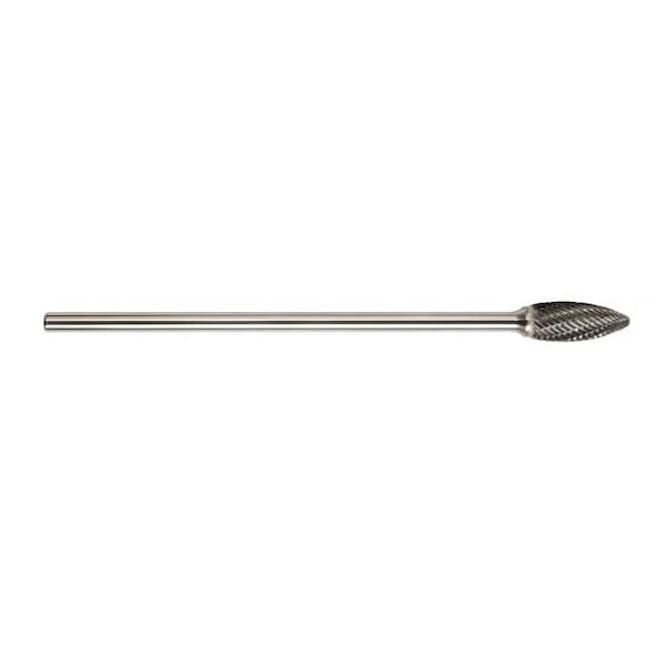 Magnum Carbide Burr, Extra Long Shank, Series 7000HX, 12 Head Dia, 114 Length of Cut, Flame Shape SH - 7HX132SC