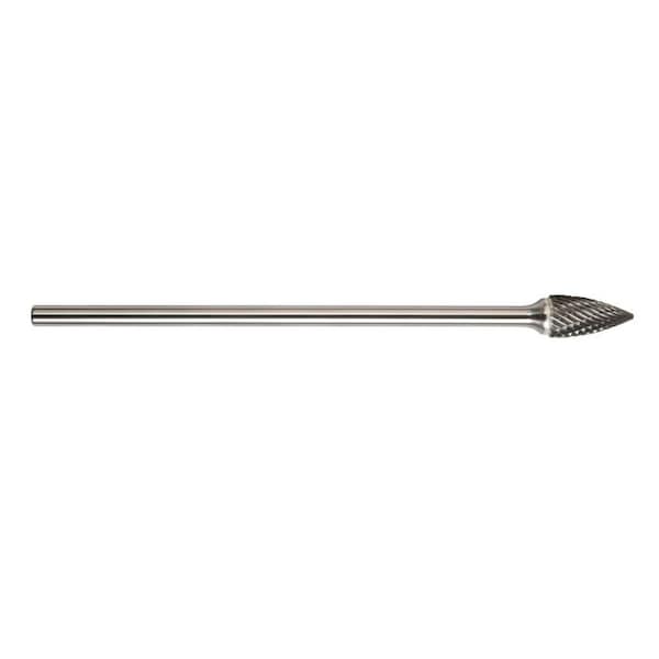 Magnum Carbide Burr, Extra Long Shank, Series 7000GX, Pointed, 12 Head Dia, 1 Length of Cut, 6 Overall - 7GX132SC
