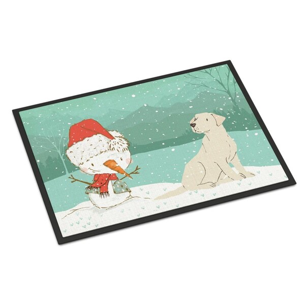 Carolines Treasures 24 x 36 in. Yellow Labrador Snowman Christmas Indoor or Outdoor Mat - CK2049JMAT