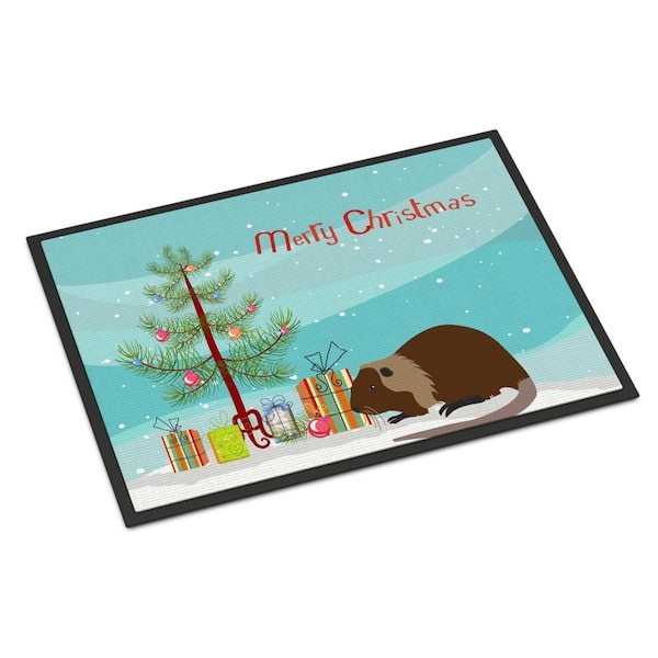 Carolines Treasures Coypu Nutria River Rat Christmas Indoor or Outdoor Mat - 18 x 27 in. - BB9246MAT