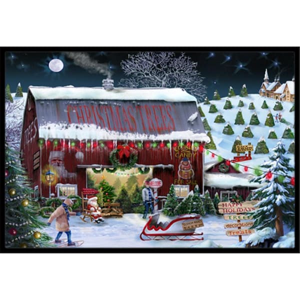 Carolines Treasures Christmas Tree Farm Indoor and Outdoor Mat- 18 x 27 in. - PTW2002MAT