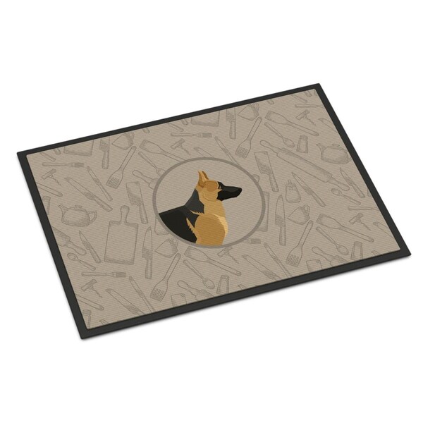 Carolines Treasures 18 x 27 in. German Shepherd in the Kitchen Indoor or Outdoor Mat - CK2187MAT