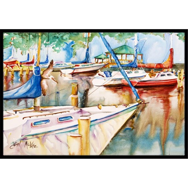 Carolines Treasures Sailboats At The Gazebo Indoor and Outdoor Mat- 24 x 36 in. - JMK1043JMAT