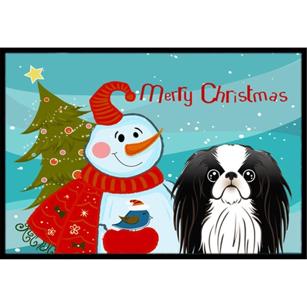 Carolines Treasures Snowman With Japanese Chin Indoor and Outdoor Mat- 24 x 36 in. - BB1850JMAT