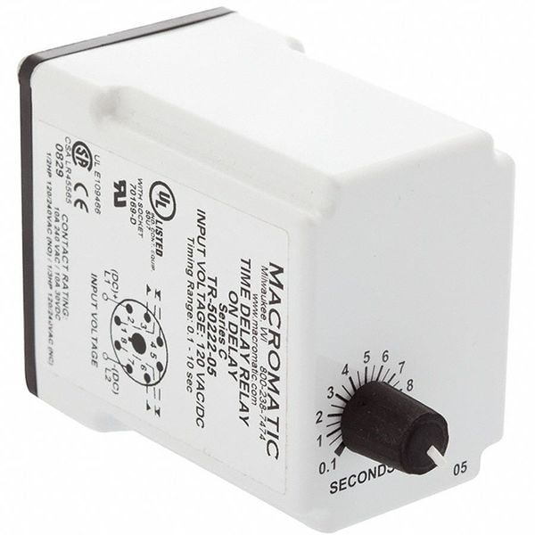 Relevador de retardo de tiempo Macromatic, 12VDC, 10A, DPDT, 9 seg. - TR-50226-14