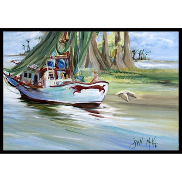 Carolines Treasures Jeannie Shrimp Boat Indoor and Outdoor Mat- 24 x 36 in. - JMK1060JMAT