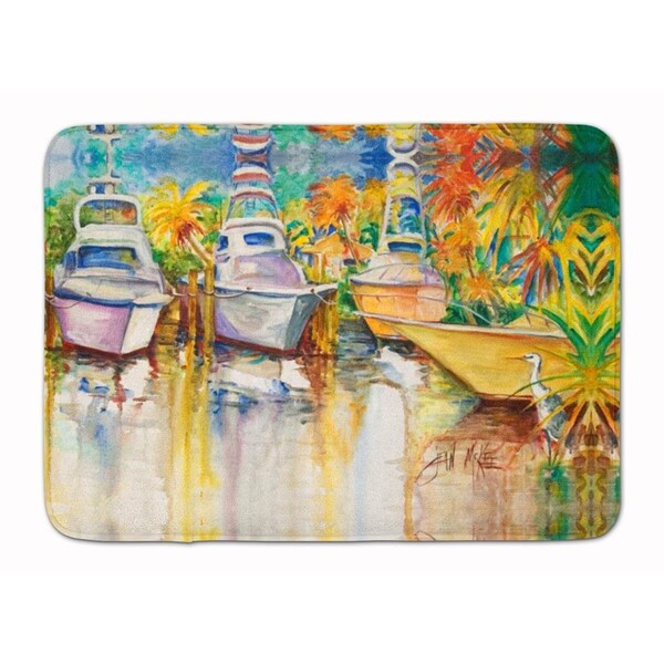Carolines Treasures Blue Heron and Deep Sea Fishing Boats Machine Washable Memory Foam Mat - JMK1051RUG