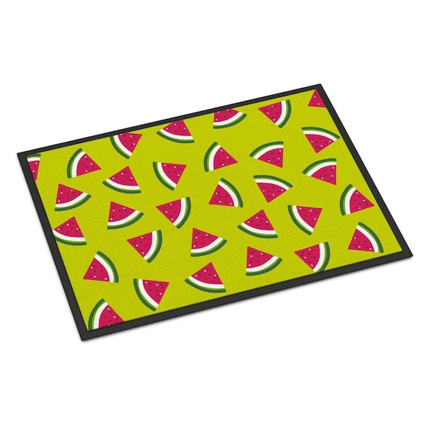 Carolines Treasures Watermelon on Lime Green Indoor or Outdoor Mat, 24 x 36 in. - BB5151JMAT