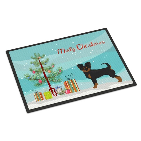 Carolines Treasures 18 x 27 in. Black & Tan Chion Christmas Tree Indoor or Outdoor Mat - CK3813MAT