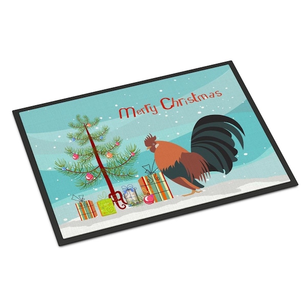 Carolines Treasures Dutch Bantam Chicken Christmas Indoor or Outdoor Mat, 24 x 36 in. - BB9203JMAT