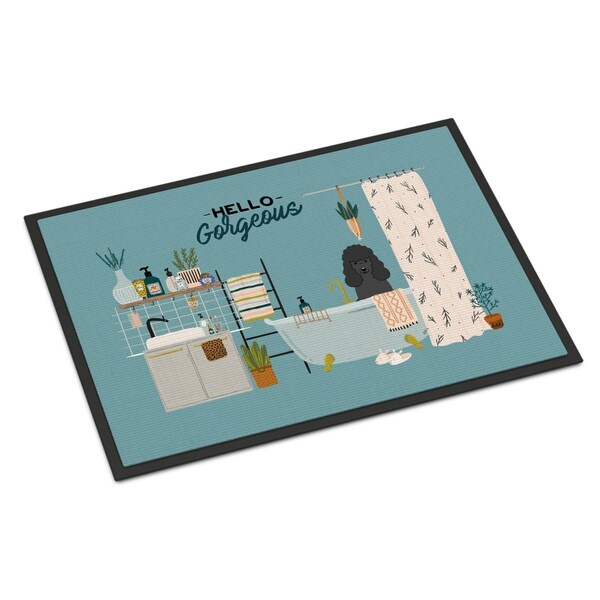 Carolines Treasures 18 x 27 in. Black Poodle in Bathtub Indoor or Outdoor Mat - CK7493MAT