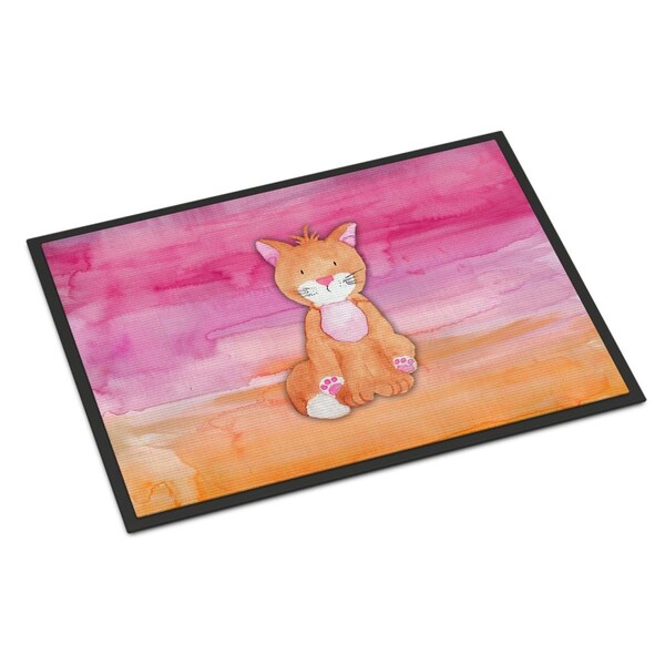 Carolines Treasures 24 x 36 in. Orange Cat Watercolor Indoor or Outdoor Mat - BB7354JMAT