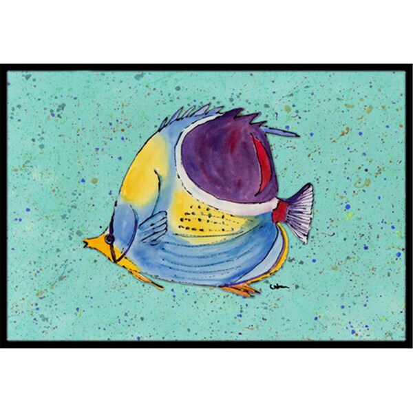 Carolines Treasures 24 x 36 In. Tropical Fish on Teal Indoor or Outdoor Mat - 8576JMAT