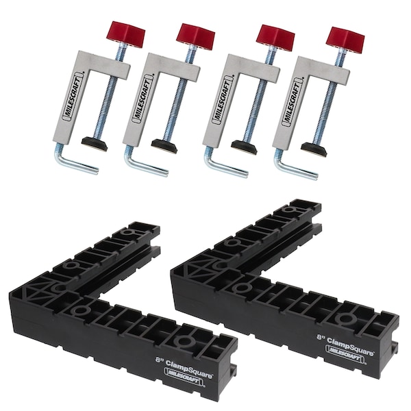 Milescraft Fence Clamp Kit 100 Set - 90° Corner Clamp Assembly Squares and Fence Clamp Bundle, 6-Pieces - 7350