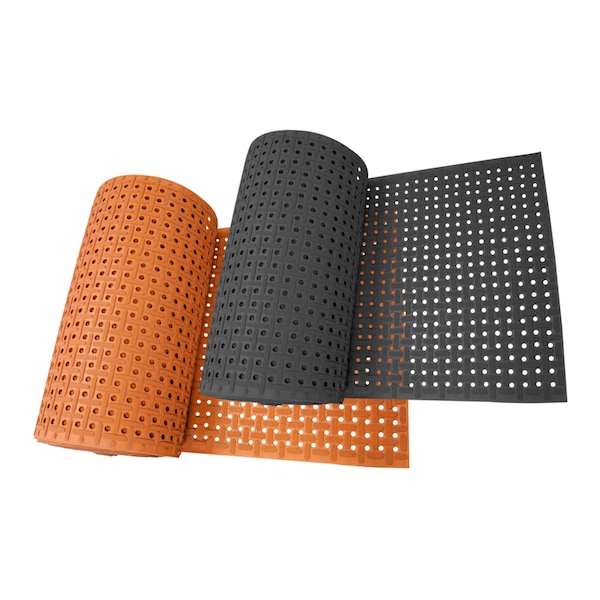 Rubber-Cal "Paw-Grip" 100% Nitrile Non-Slip Rubber Matting - 3/8 in x 34 in x 7 ft - Red - 03-W182