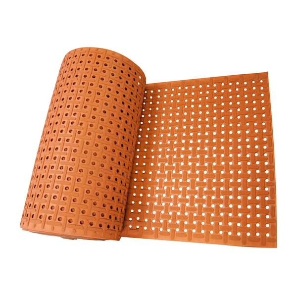 Rubber-Cal "Paw-Grip" 100% Nitrile Non-Slip Rubber Matting - 3/8 in x 34 in x 7 ft - Red - 03-W182