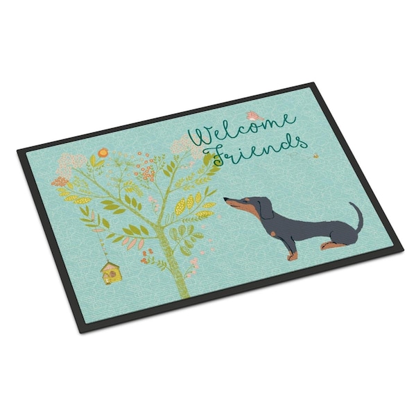 Carolines Treasures Welcome Friends Black Tan Dachshund Indoor or Outdoor Mat, 18 x 27 in. - CA68812