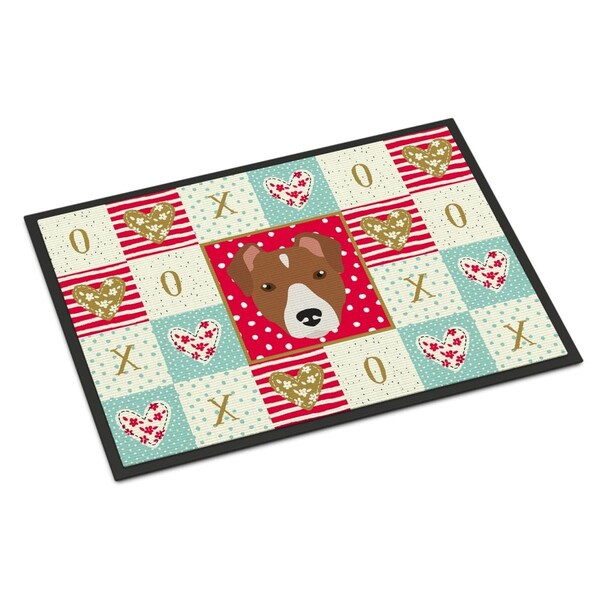 Carolines Treasures 18 x 27 in. Rat Terrier Love Indoor or Outdoor Mat - CK5232MAT