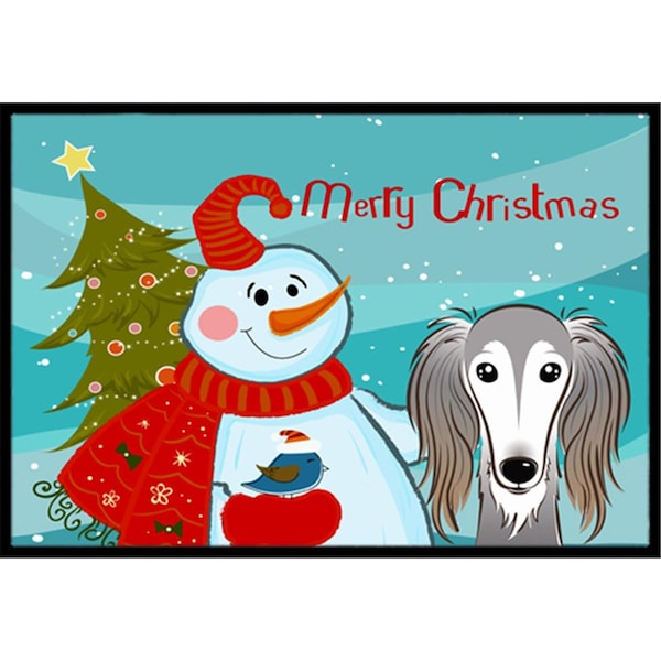 Carolines Treasures Snowman With Saluki Indoor and Outdoor Mat- 18 x 27 in. - BB1849MAT