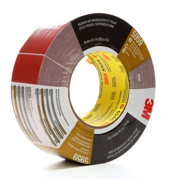 3M Painter's Tape, 48 mm W x 41 1/10 m L, 12 mil Thick, Red, Rubber Adhesive - 5959