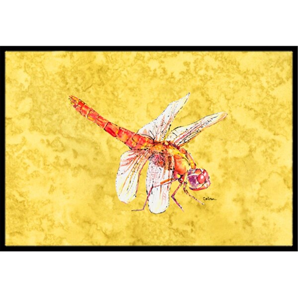 Micasa 24 x 36 in. Dragonfly On Yellow Indoor Or Outdoor Doormat - MI55637
