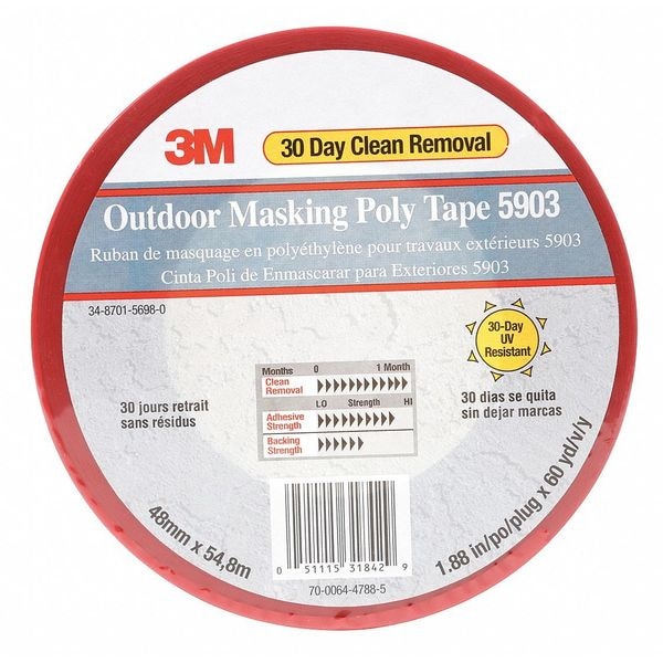 3M Painter's Tape, 1 7/8 in W x 59 yd L, 7.5 mil Thick, Red, Rubber Adhesive - 5903