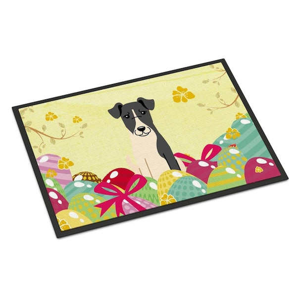 Carolines Treasures 24 x 36 in. Easter Eggs Smooth Fox Terrier Indoor or Outdoor Mat - BB6098JMAT