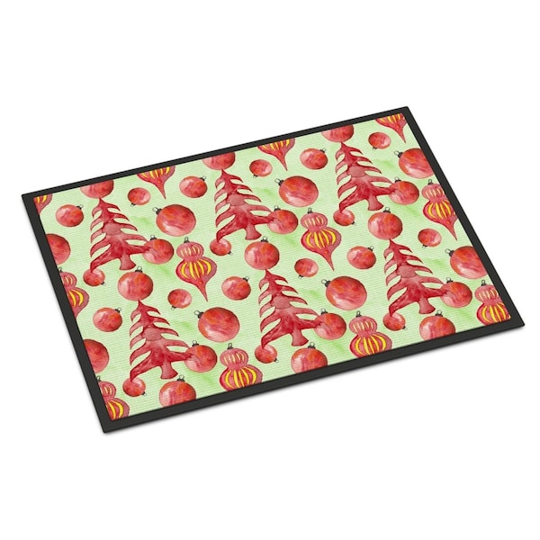 Micasa Red Christmas Tree & Ornaments Indoor or Outdoor Mat24 x 36 in. - MI225883