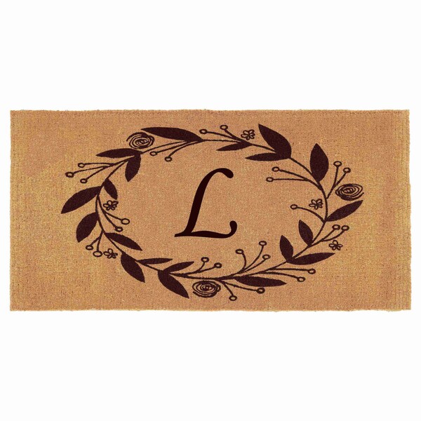 Calloway Mills Monogram Door Mat, Coir, Black, Natural, 36 in W x 72 in L - 103363672L