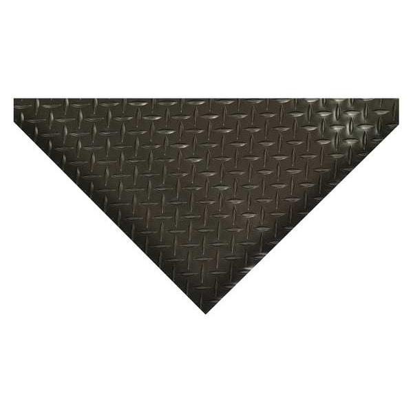 Notrax Antifatigue Mat, 75 ft. L x 3 ft. W, 5/32" Thickness, Vinyl, Diamond Plate, Black - 737R7536BL