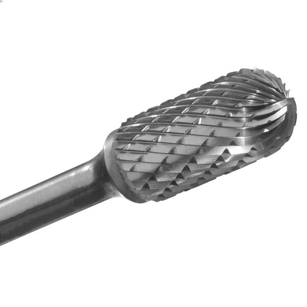 Champion Cutting Tool Cylinder Radius End Carbide Bur for Contouring, 6in L. Shank, 1/4in Cut Dia, 3/8in LOC, TiN Coated - CHA SE1-L6