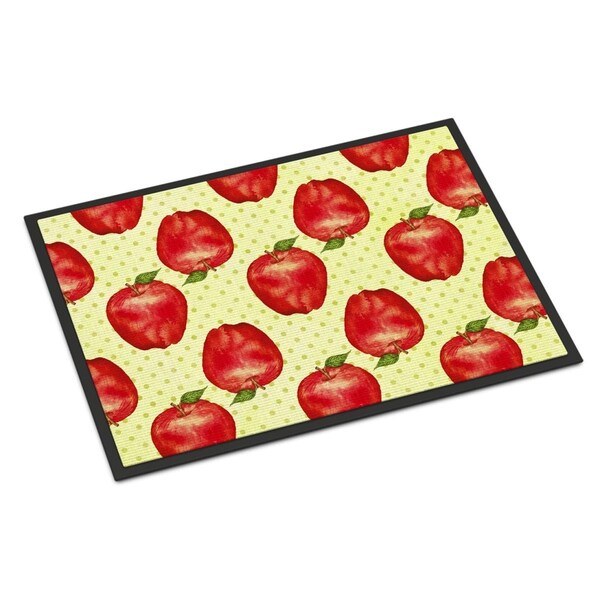 Carolines Treasures Watercolor Apples and Polkadots Indoor or Outdoor Mat, 24 x 36 in. - BB7516JMAT