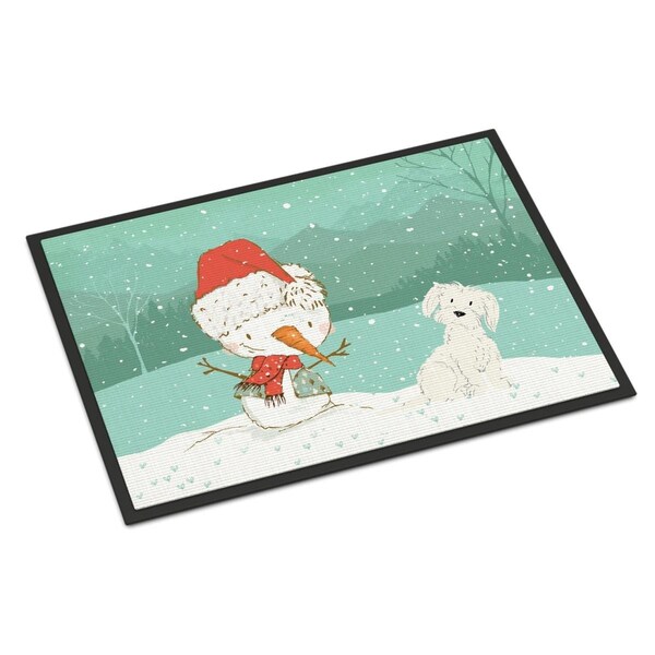 Carolines Treasures 18 x 27 in. Maltese Snowman Christmas Indoor or Outdoor Mat - CK2094MAT