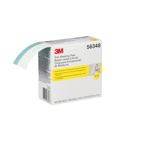 3M Masking Tape, 2 in W x 10.94 yd L, 0.12mm Thick, White, Rubber Adhesive - 56348