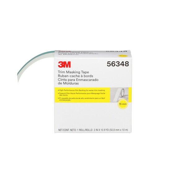 3M Masking Tape, 2 in W x 10.94 yd L, 0.12mm Thick, White, Rubber Adhesive - 56348