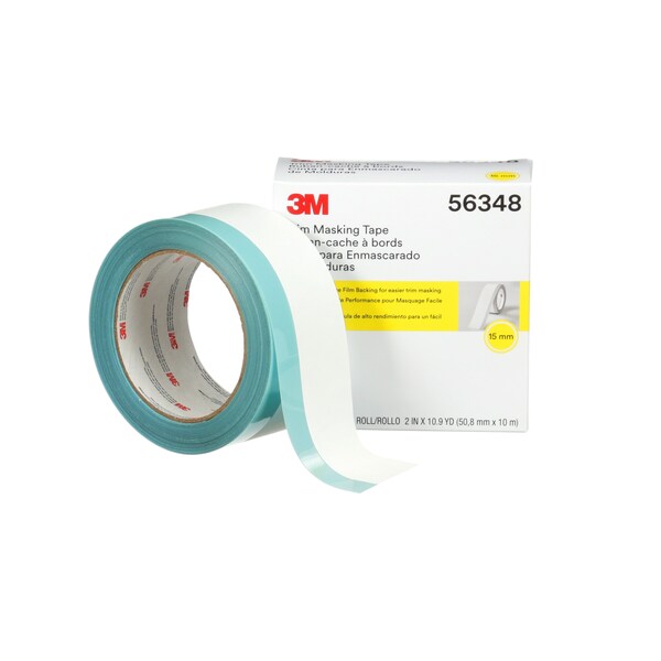 3M Masking Tape, 2 in W x 10.94 yd L, 0.12mm Thick, White, Rubber Adhesive - 56348