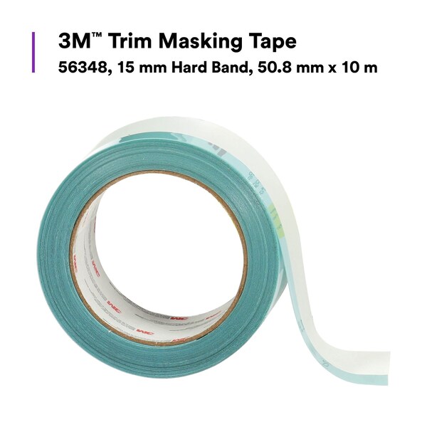3M Masking Tape, 2 in W x 10.94 yd L, 0.12mm Thick, White, Rubber Adhesive - 56348