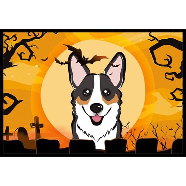 Carolines Treasures Halloween Tricolor Corgi Indoor and Outdoor Mat- 24 x 36 in. - BB1813JMAT