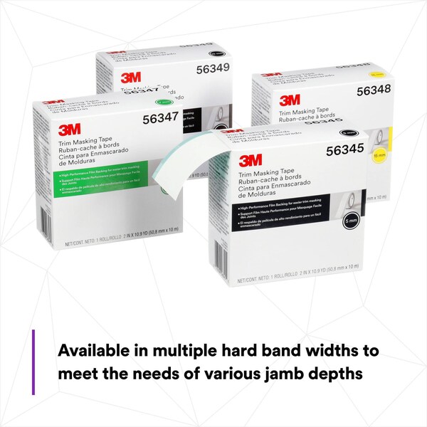 3M Masking Tape, 2 in W x 10.94 yd L, 0.12mm Thick, White, Rubber Adhesive - 56345