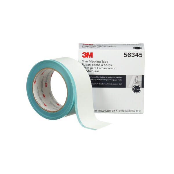 3M Masking Tape, 2 in W x 10.94 yd L, 0.12mm Thick, White, Rubber Adhesive - 56345