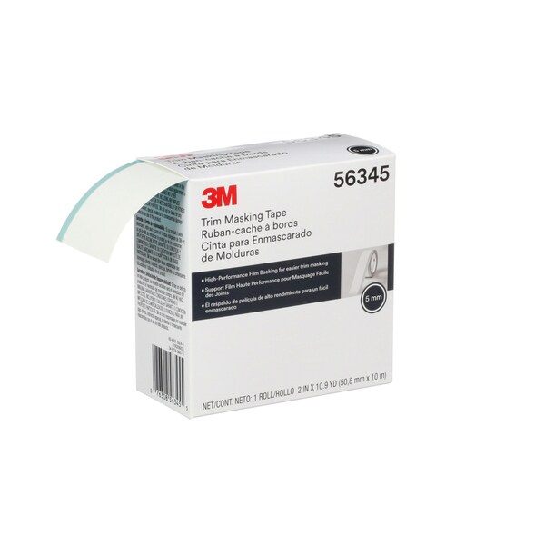 3M Masking Tape, 2 in W x 10.94 yd L, 0.12mm Thick, White, Rubber Adhesive - 56345