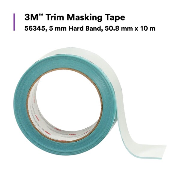 3M Masking Tape, 2 in W x 10.94 yd L, 0.12mm Thick, White, Rubber Adhesive - 56345
