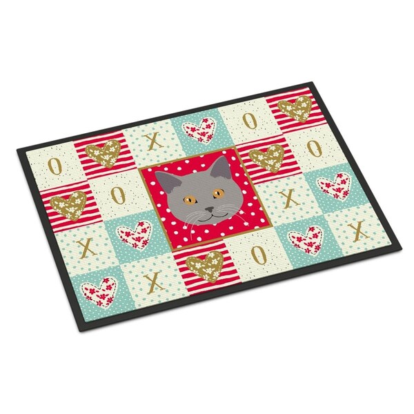 Carolines Treasures 24 x 36 in. Chartreux Cat Love Indoor or Outdoor Mat - CK5100JMAT